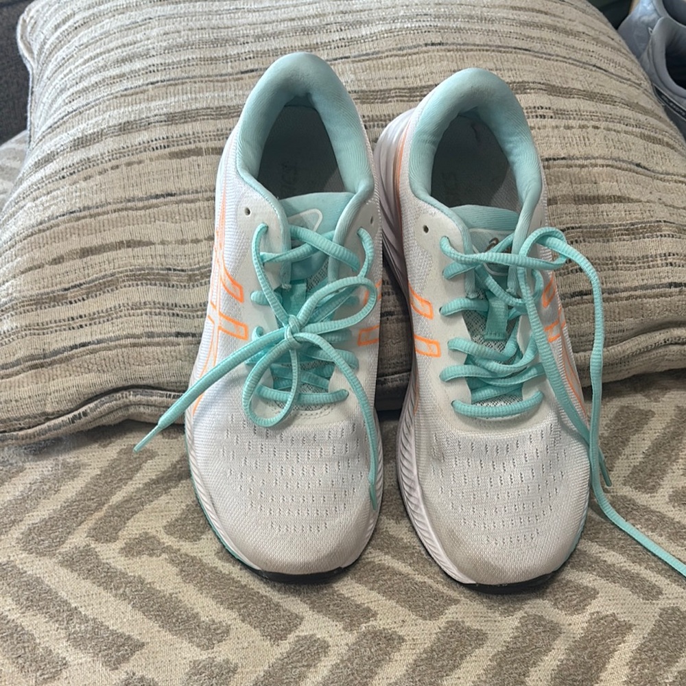 Asics Women's White and Teal Sneakers